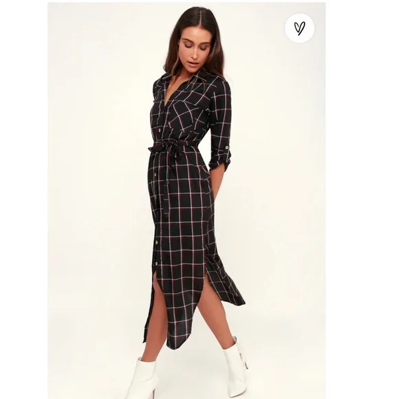 Lulus | Monmartre Plaid Shirtdress - Picture 2 of 7